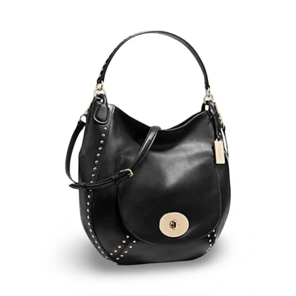 COACH lmt Edition Circle Black Leather Hobo Shoulder Bag - Picture 6 of 13